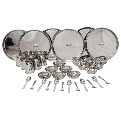 Picture of Shubham Stainless Steel Dinner Set , Set of 36,Silver